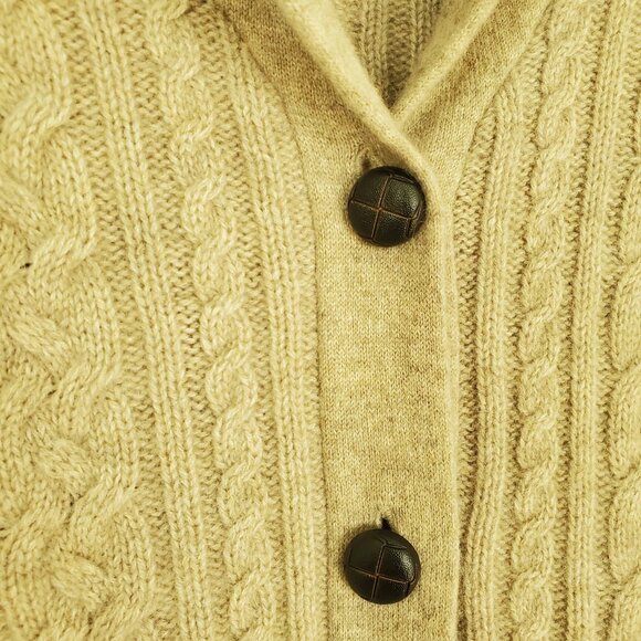 Cynthia Rowley / 100% Cashmere Cable-knit Cardigan / Tan, Size S - Picture 7 of 11
